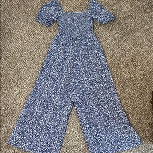 Floral Blue Women's Jumpsuit- Shein size medium